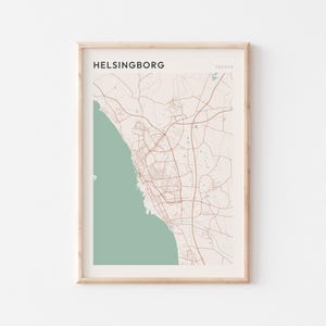 Affiche carte Helsingborg, impression Helsingborg, affiche Helsingborg, art mural Helsingborg, Suède, cadeau de voyage, impression minimaliste