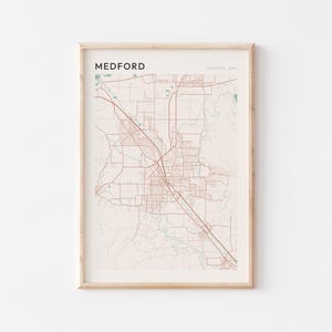 Affiche de carte de Medford, impression de Medford, affiche de Medford, art mural de Medford, Oregon, cadeau de voyage, décoration de ferme