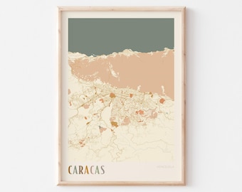 Caracas Map Poster, Caracas Print, Caracas Poster, Caracas Wall Art, Venezuela, Travel Gift, Boho Decor