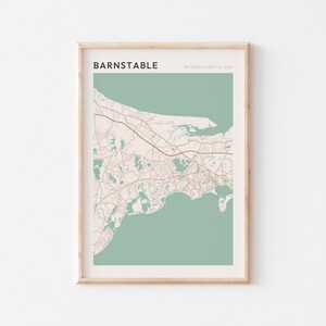 Póster con mapa de Barnstable, impresión de Barnstable, póster de Barnstable, arte mural de Barnstable, Massachusetts, regalo de viaje, arte minimalista