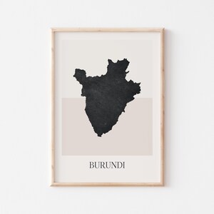 Póster de mapa de Burundi, impresión de Burundi, impresión de mapa de Burundi, arte de pared bohemio minimalista, impresión artística de Burundi para decoración del hogar o regalo