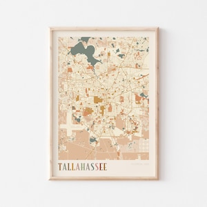 Tallahassee Map Poster, Tallahassee Print, Tallahassee Poster, Tallahassee Wall Art, Florida, Travel Gift, Boho Wall Art