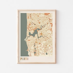 Póster del mapa de Perth, Arte de pared de Perth, Mapa de Perth, Póster de Perth, Lámina de Perth, Viajes a Perth, Perth Australia, Mapa de Perth, Arte de pared estilo boho para viajes a Perth