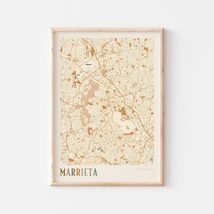 Affiche de carte Marietta, impression Marietta, affiche Marietta, art mural Marietta, Géorgie, cadeau de voyage, impression bohème, cadeau pour une fille