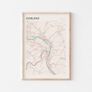 Affiche de carte de Coblence, impression de Coblence, affiche de Coblence, art mural de Coblence, Allemagne, cadeau de voyage, art minimaliste