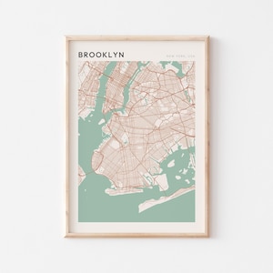 Affiche de carte de Brooklyn, impression de Brooklyn, affiche de Brooklyn, art mural Brooklyn, New York, cadeau de voyage, affiche Scandi