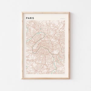 Póster del mapa de París, Arte mural de París, Mapa de la ciudad de París, Póster de París, Impresión del mapa de París, Póster de Francia, Decoración de París, París Francia, Impresión de París