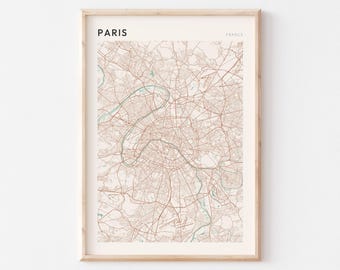 Paris Map Poster, Paris Wall Art, Paris City Map, Paris Poster, Paris Map Print, France Poster, Paris Decor, Paris France, Paris Print