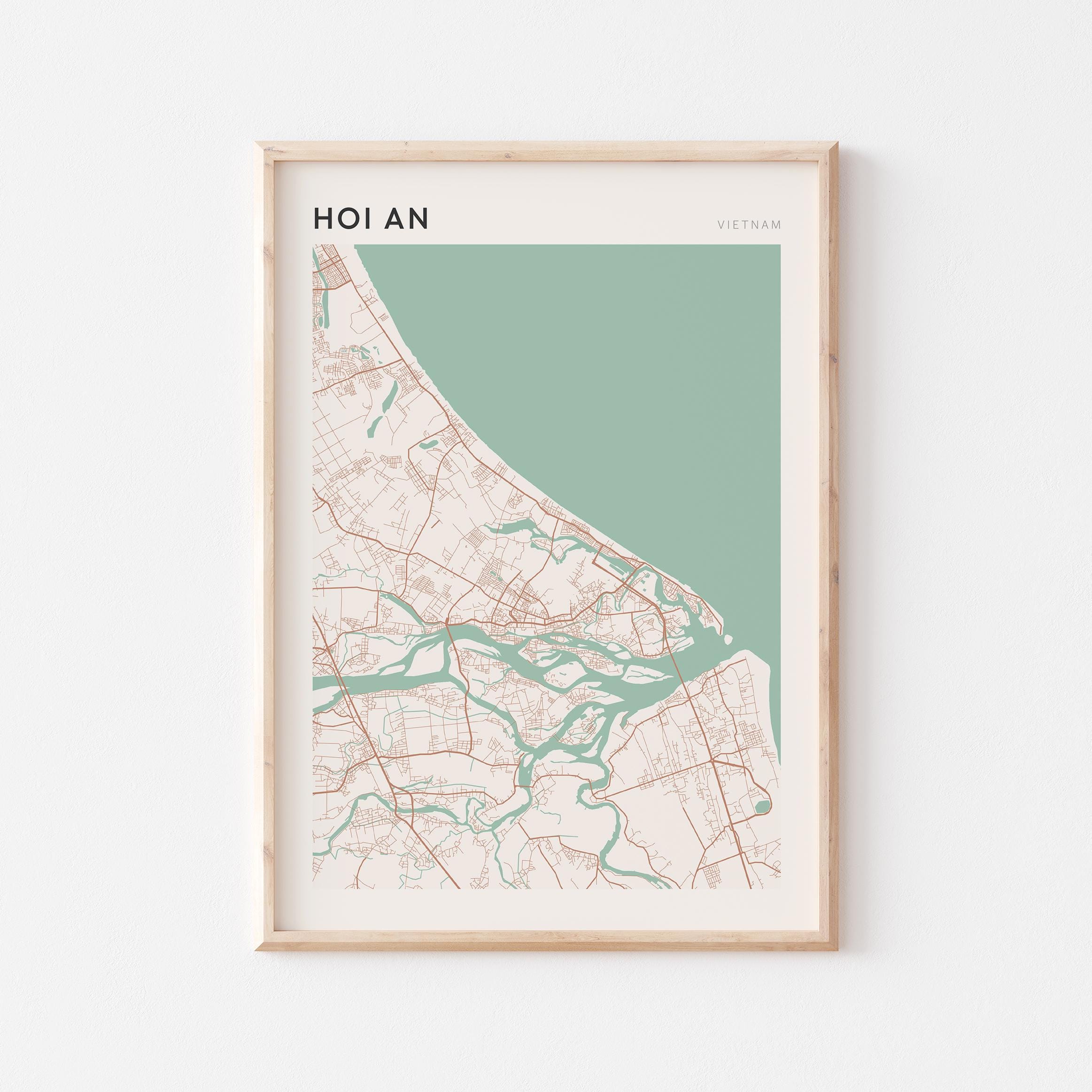 Hoi An Map Poster, Hoi An Print, Hoi An Poster, Hoi An Wall Art, Vietnam, Travel Gift, Scandi Poster