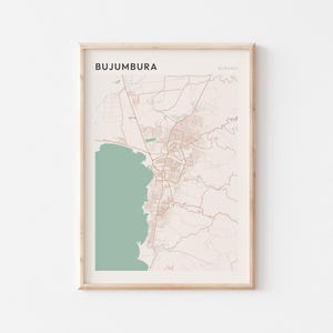 Affiche de carte de Bujumbura, impression de Bujumbura, affiche de Bujumbura, art mural Bujumbura, Burundi, cadeau de voyage, art minimaliste