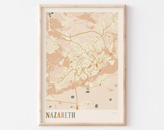 Nazareth Map Poster, Nazareth Print, Nazareth Poster, Nazareth Wall Art, Israel, Travel Gift, Boho Poster