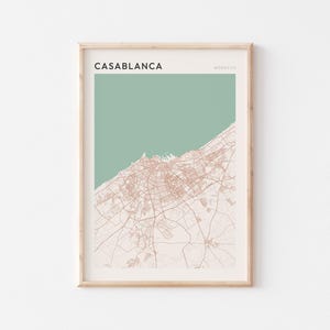 Affiche de carte de Casablanca, impression de Casablanca, affiche de Casablanca, art mural Casablanca, Maroc Afrique, cadeau de voyage, Art minimaliste