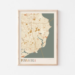 Pensacola-kaartposter, Pensacola-print, Pensacola-poster, Pensacola-muurkunst, Pensacola-stadskaart, Florida, reiscadeau, bohokunst aan de muur