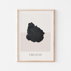 Póster de mapa de Uruguay, impresión de Uruguay, impresión de mapa de Uruguay, arte de pared bohemio minimalista, impresión artística de Uruguay para decoración del hogar o regalo