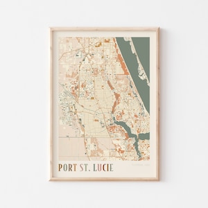 Port St. Lucie-kaartposter, Port St. Lucie-print, Port St. Lucie-poster, Port St. Lucie-muurkunst, Florida, reiscadeau, boho-muurkunst