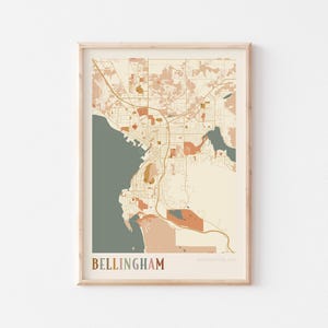 Bellingham Karte Poster, Bellingham Druck, Bellingham Poster, Bellingham Wandkunst, Washington, Reise Geschenk, Boho Dekor