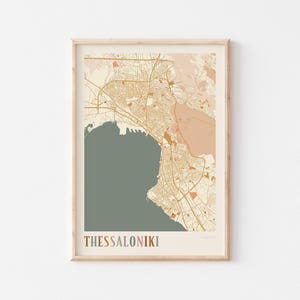 Thessaloniki Karte Poster, Thessaloniki Karte Poster, Thessaloniki Poster, Thessaloniki Wandkunst, Griechenland, Reisegeschenk, Boho Decor