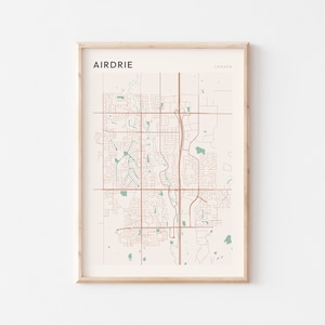 Affiche de carte d'Airdrie, art mural d'Airdrie, affiche d'Airdrie, art mural d'Airdrie, impression de carte d'Airdrie, carte d'Airdrie Canada, Alberta