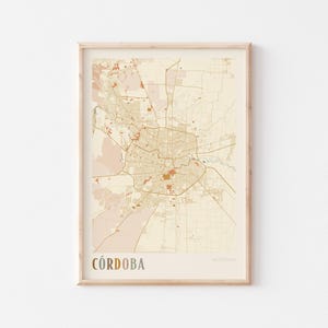 Cartaz do mapa de Córdoba, impressão de Córdoba, pôster de Córdoba, arte de parede de Córdoba, Argentina, presente de viagem, decoração boho