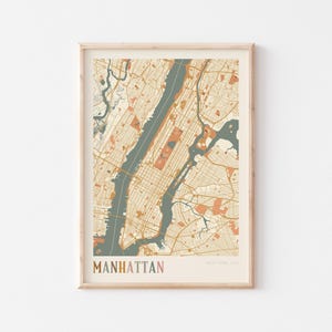 Manhattan Map Poster, Manhattan Print, Manhattan Poster, Manhattan Wall Art, New York, Travel Gift, Boho Wall Art