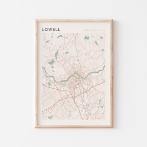 Lowell Map Poster, Lowell Print, Lowell Poster, Lowell Wall Art, Massachusetts, Travel Gift, Minimalist Art
