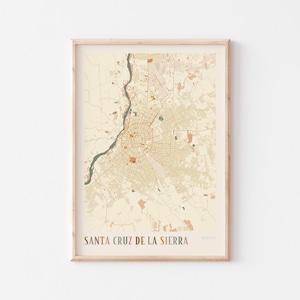 Santa Cruz de la Sierra Map Poster, Santa Cruz de la Sierra Print, Santa Cruz de la Sierra Poster, Santa Cruz Wall Art, Bolivia, Travel Gift