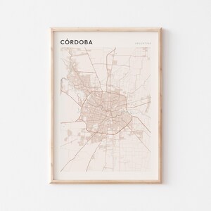 Affiche de carte de Cordoue, impression de Cordoue, affiche de Cordoue, art mural de Cordoue, Argentine, cadeau de voyage, art minimaliste