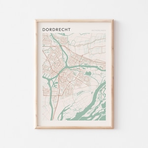 Affiche de la carte de Dordrecht, impression de Dordrecht, affiche de Dordrecht, art mural Dordrecht, Pays-Bas, cadeau de voyage, affiche Scandi