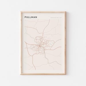 Pullman Karte Poster, Pullman Druck, Pullman Poster, Pullman Wandkunst, Washington, Reisegeschenk, minimalistischer Druck