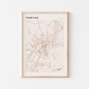 Pôster com o mapa de Yerevan, impressão de Yerevan, pôster de Yerevan, arte de parede de Yerevan, Armênia, presente de viagem, decoração de fazenda
