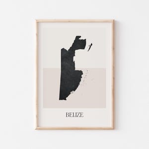 Póster de mapa de Belice, impresión de Belice, impresión de mapa de Belice, arte de pared bohemio minimalista, impresión artística de Belice para decoración del hogar o regalo
