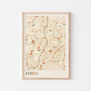 Aurora Karte Poster, Aurora Karte Poster, Aurora Wandbild, Aurora Poster, Aurora Wandkunst, Illinois, Reise Geschenk, Boho Print