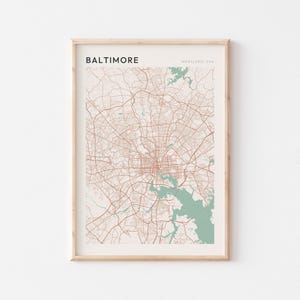 Baltimore Map Poster, Baltimore Print, Baltimore Poster, Baltimore Wall Art, Maryland, Travel Gift, Minimalist Art