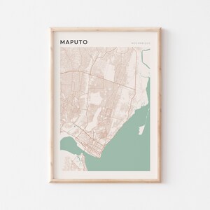 Affiche de carte de Maputo, impression de Maputo, affiche de Maputo, art mural Maputo, Mozambique Afrique, cadeau de voyage, art minimaliste