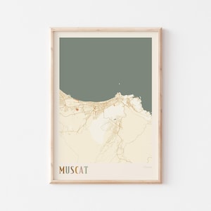 Muscat Map Poster, Muscat Print, Muscat Poster, Muscat Wall Art, Oman, Travel Gift, Boho Poster