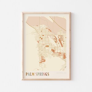 Affiche de carte de Palm Springs, impression Palm Springs, affiche Palm Springs, art mural Palm Springs, Californie, cadeau de voyage, art mural bohème