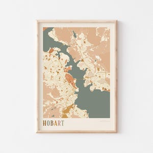 Affiche carte Hobart, art mural Hobart, carte Hobart, affiche Hobart, impression Hobart, voyage Hobart, Hobart Australie, art mural bohème