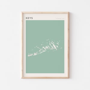 Florida Keys kaart poster, Florida Keys print, Florida Keys poster, Florida Keys muur kunst, Florida, reiscadeau, boerderij muur decor