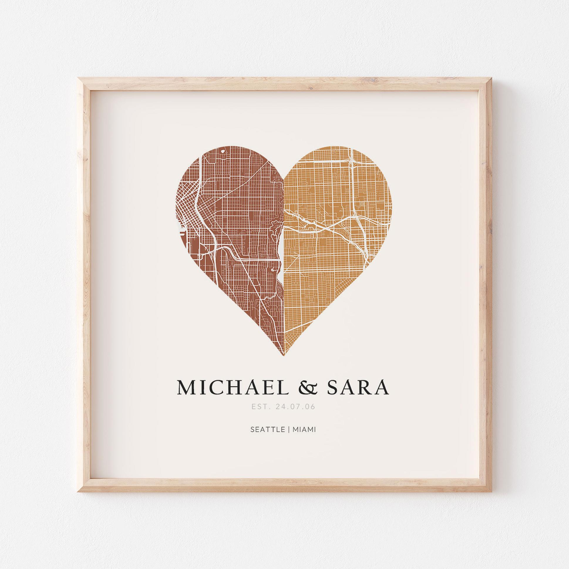 Custom Heart Map Personalized Heart Map Poster, Heart Map Print, Heart Print, Custom ...