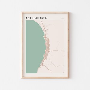Affiche de carte d'Antofagasta, impression d'Antofagasta, affiche d'Antofagasta, art mural d'Antofagasta, Chili, cadeau de voyage, Art minimaliste