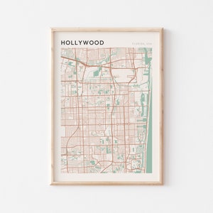 Hollywood-kaartposter Florida, Hollywood-print, Hollywood-poster, Hollywood-muurkunst, Florida, reiscadeau, muurdecoratie boerderij