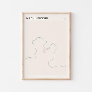 Affiche de carte du Machu Picchu, impression du Machu Picchu, affiche du Machu Picchu, art mural Machu Picchu, Pérou, cadeau de voyage, Art minimaliste