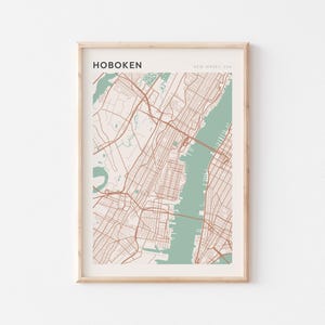 Affiche de carte Hoboken, impression Hoboken, affiche Hoboken, art mural Hoboken, New Jersey, cadeau de voyage, art mural minimaliste