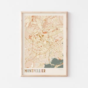 Montpellier Karte Poster, Montpellier Druck, Montpellier Poster, Montpellier Wandkunst, Frankreich, Reisegeschenk, Boho Print