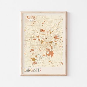 Lancaster kaart poster, Lancaster print, Lancaster poster, Lancaster Wall Art, Pennsylvania, reiscadeau, Boho Decor