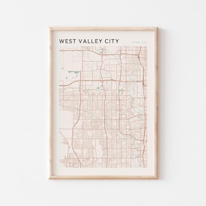 West Valley-stadskaart poster, West Valley City print, West Valley City poster, West Valley City muurkunst, Utah, reiscadeau, decor van de boerderij