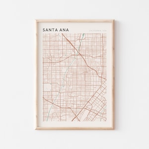 Affiche carte Santa Ana, impression Santa Ana, affiche Santa Ana, art mural Santa Ana, Californie, cadeau de voyage, décoration murale ferme, cadeau petit ami