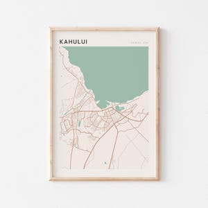 Affiche de carte de Kahului, impression de Kahului, affiche de Kahului, art mural Kahului, Hawaï, cadeau de voyage, décoration murale de ferme, cadeau pour colocataire