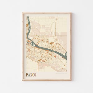 Pasco Karte Poster, Pasco Druck, Pasco Poster, Pasco Wandkunst, Washington, Reise Geschenk, Boho Dekor