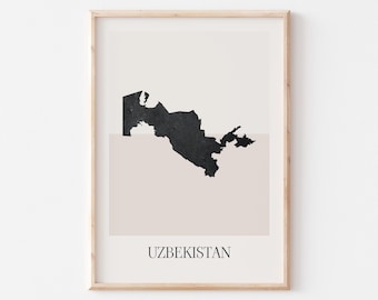 Poster mappa Uzbekistan, stampa Uzbekistan, stampa mappa Uzbekistan, arte murale minimalista Boho, stampa artistica Uzbekistan, decorazione per la casa o come regalo